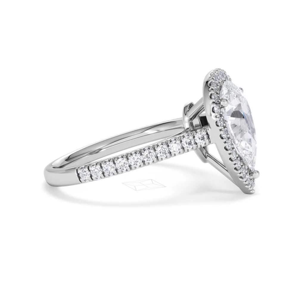 Diana Lab Diamond Pear Halo Engagement Ring Platinum 2.60ct F/VS1