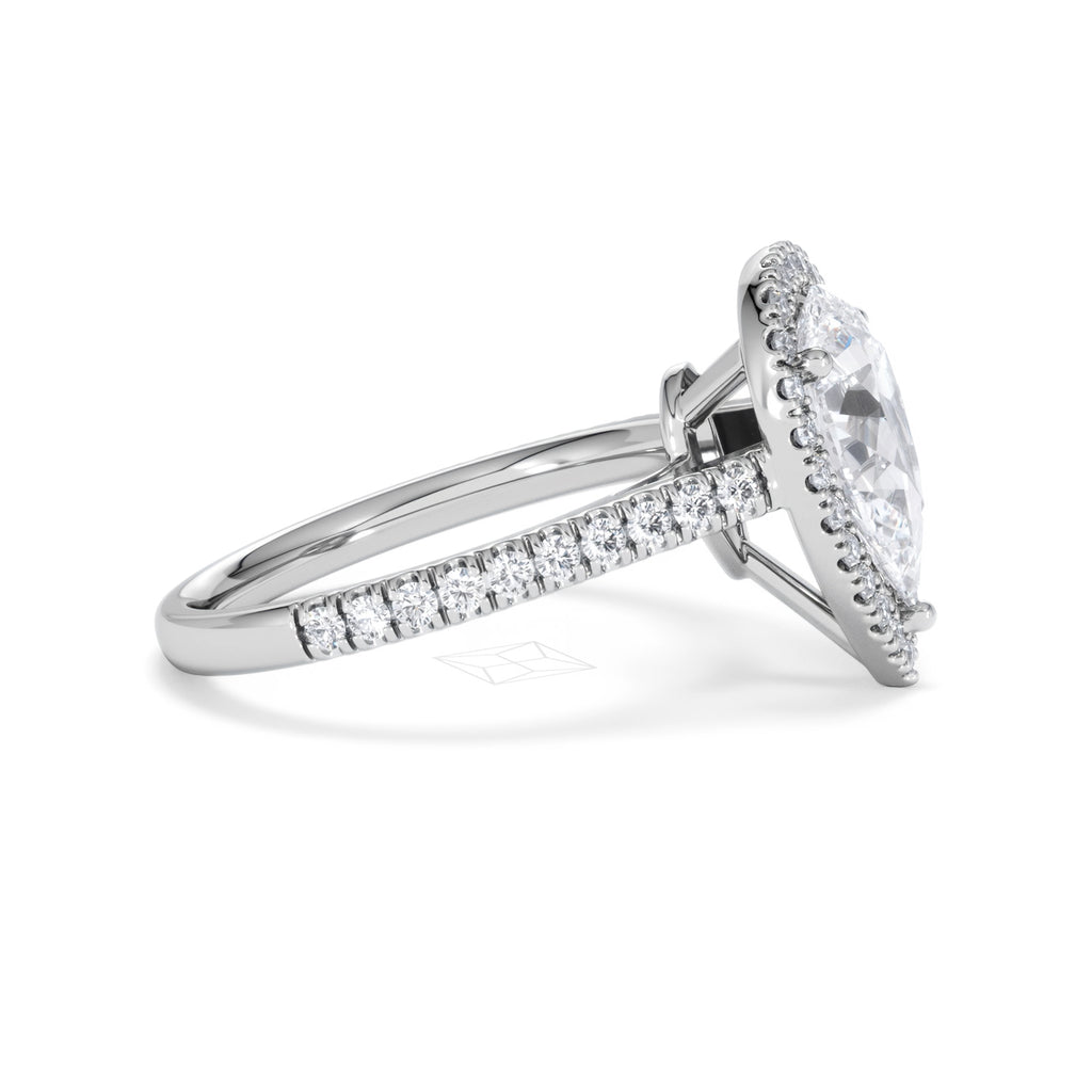 Diana Lab Diamond Pear Halo Engagement Ring Platinum 2.60ct F/VS1