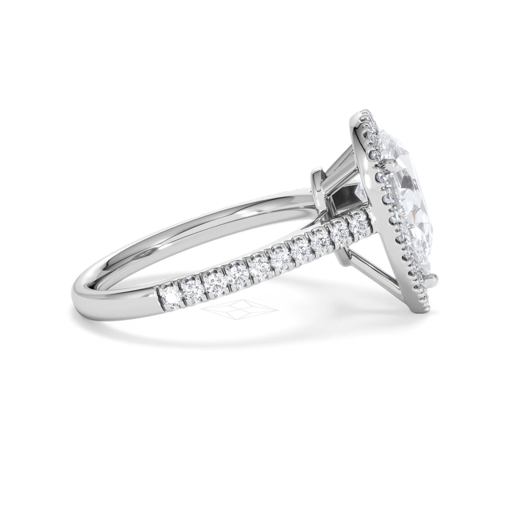 Diana Lab Diamond Pear Halo Engagement Ring Platinum 2.60ct F/VS1