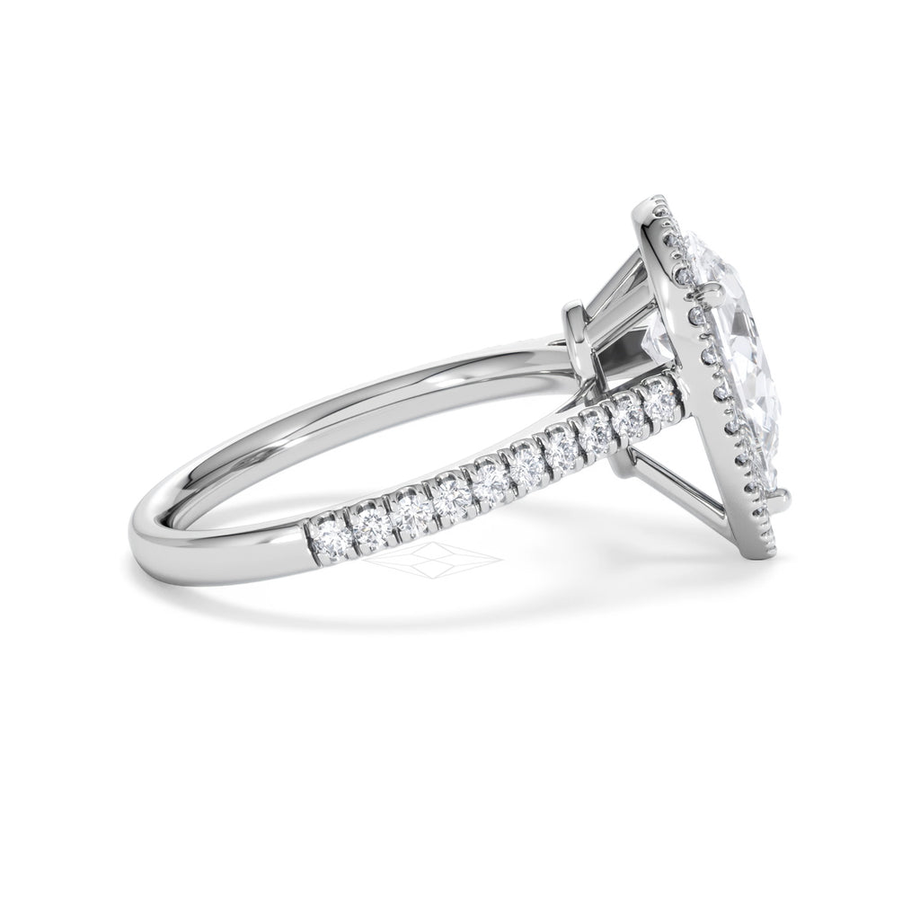 Diana Lab Diamond Pear Halo Engagement Ring Platinum 2.60ct F/VS1