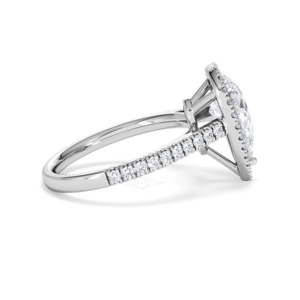 Diana Lab Diamond Pear Halo Engagement Ring 18KW Gold 2.60ct F/VS1