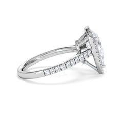 Diana Lab Diamond Pear Halo Engagement Ring 18KW Gold 2.60ct F/VS1