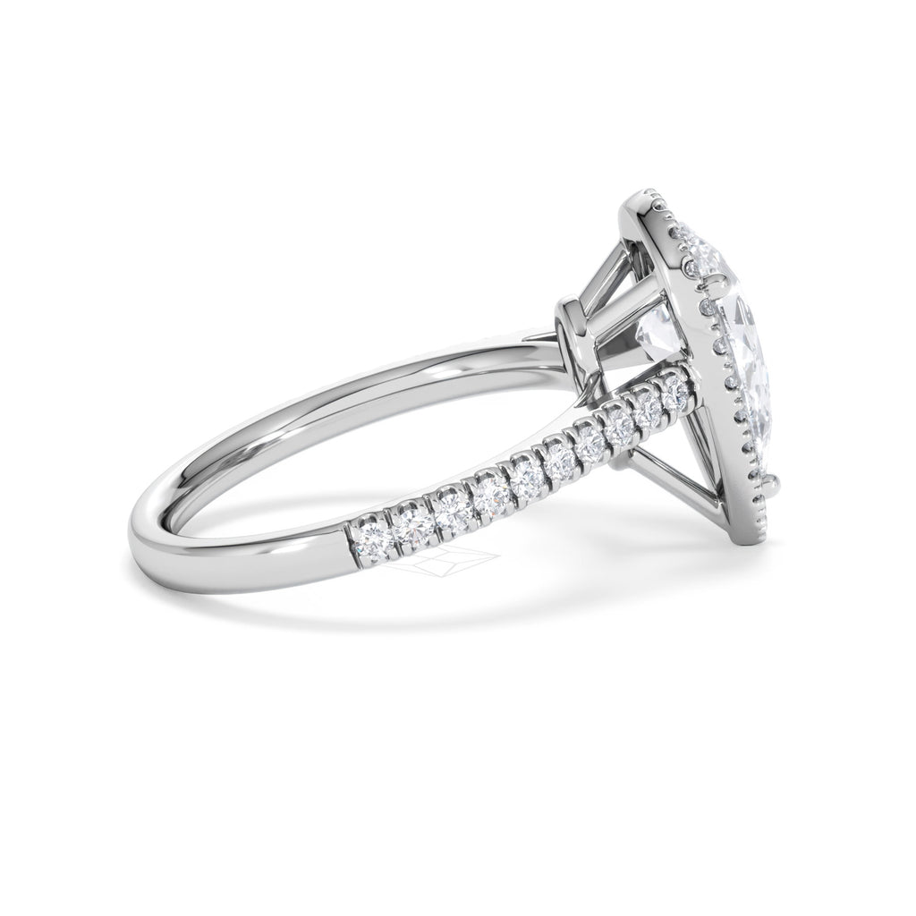 Diana Lab Diamond Pear Halo Engagement Ring Platinum 2.60ct F/VS1