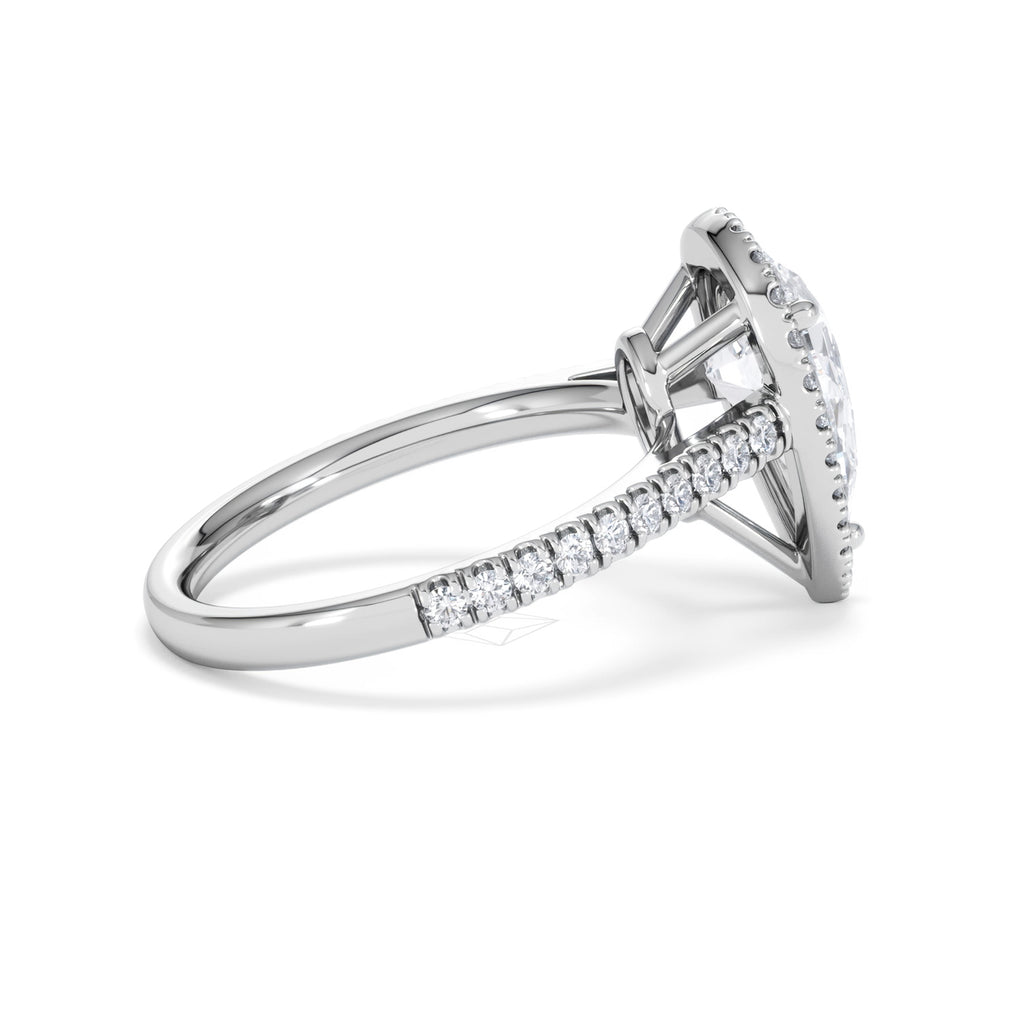 Diana Lab Diamond Pear Halo Engagement Ring Platinum 2.60ct F/VS1