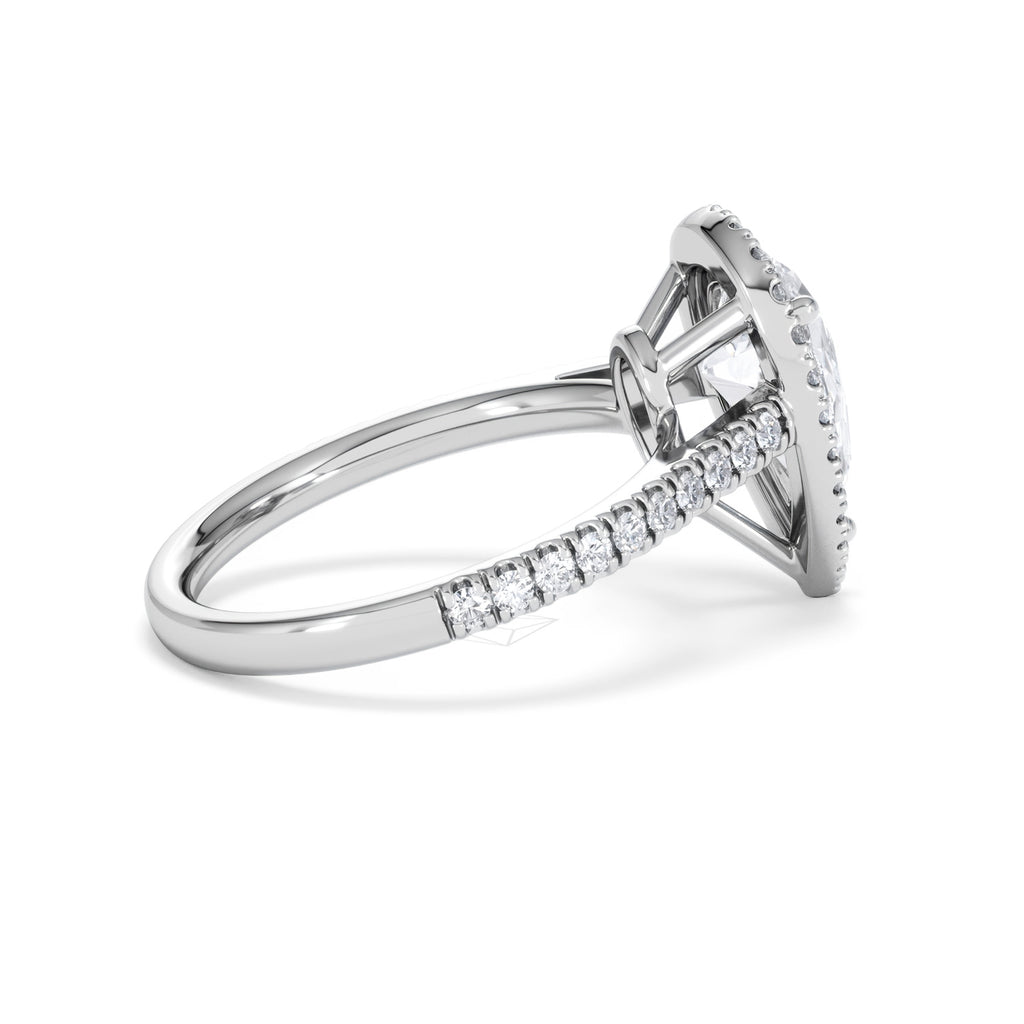 Diana Lab Diamond Pear Halo Engagement Ring Platinum 2.60ct F/VS1
