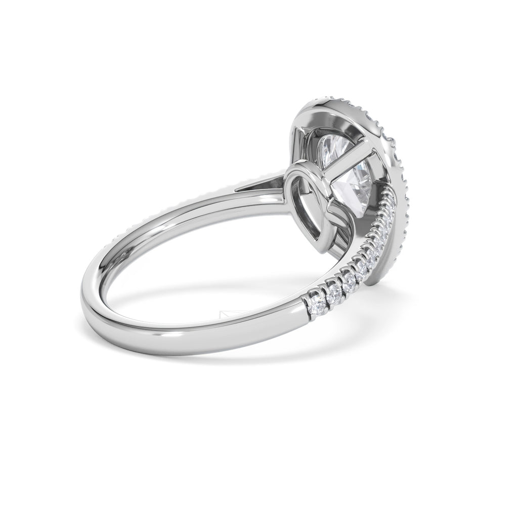 Diana Lab Diamond Pear Halo Engagement Ring 18KW Gold 2.60ct F/VS1