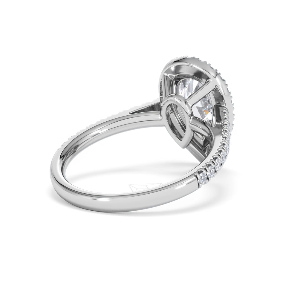 Diana Lab Diamond Pear Halo Engagement Ring 18KW Gold 2.60ct F/VS1