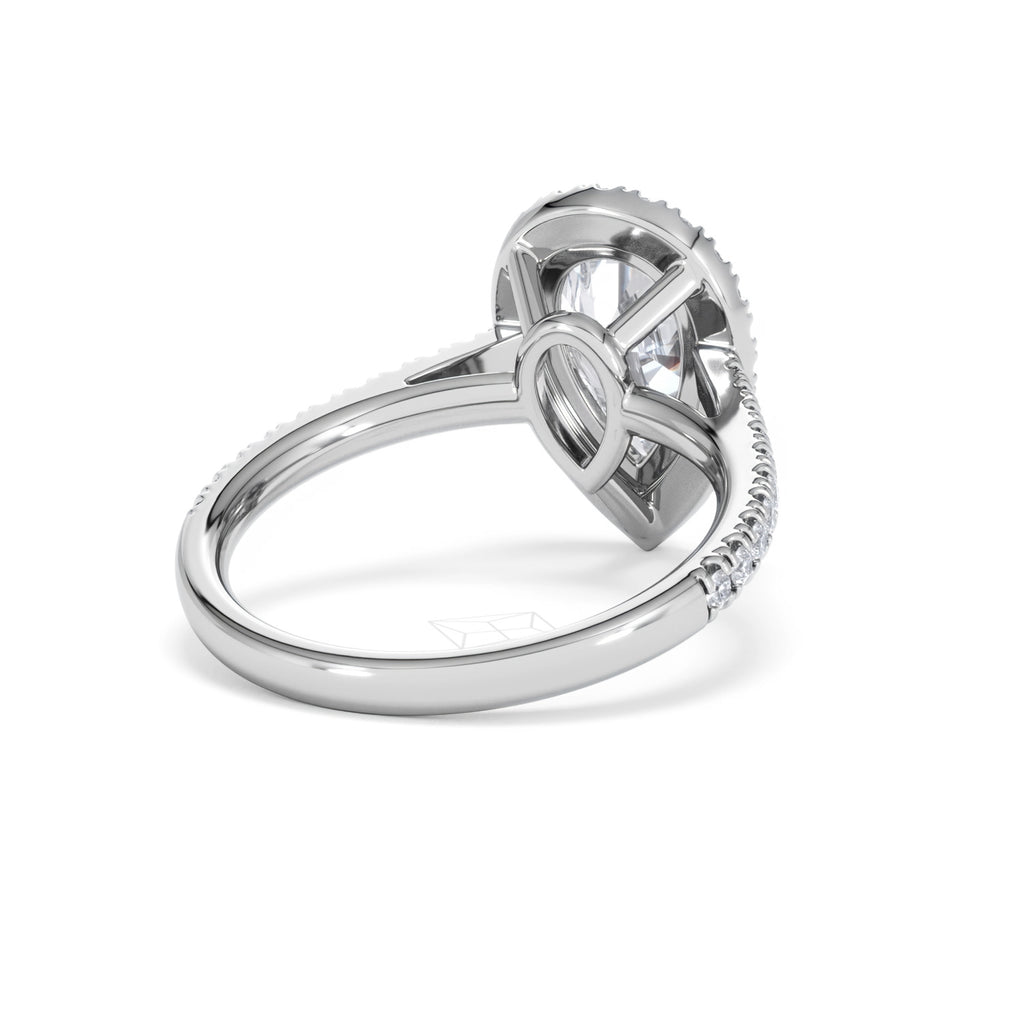 Diana Lab Diamond Pear Halo Engagement Ring 18KW Gold 2.60ct F/VS1