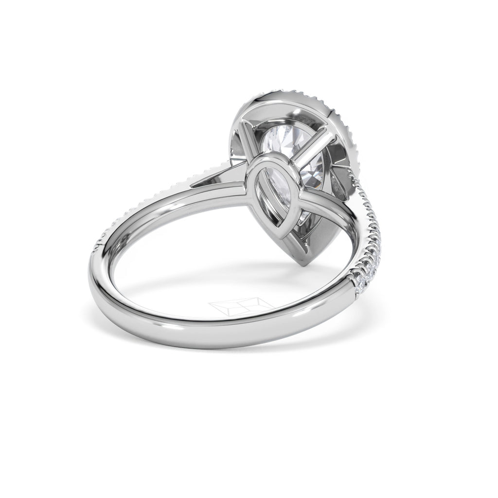 Diana Lab Diamond Pear Halo Engagement Ring 18KW Gold 2.60ct F/VS1