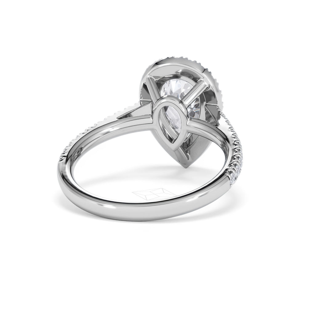 Diana Lab Diamond Pear Halo Engagement Ring Platinum 2.60ct F/VS1