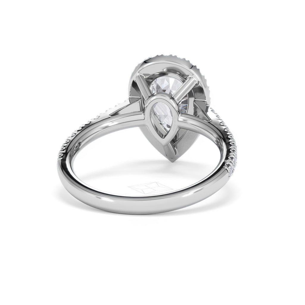 Diana Lab Diamond Pear Halo Engagement Ring 18KW Gold 2.60ct F/VS1