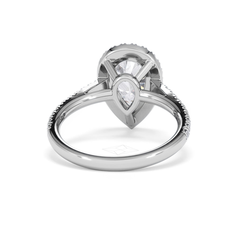 Diana Lab Diamond Pear Halo Engagement Ring Platinum 2.60ct F/VS1