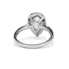 Diana Lab Diamond Pear Halo Engagement Ring Platinum 2.60ct F/VS1