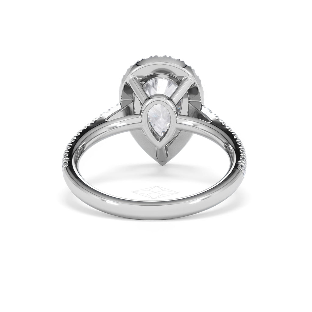 Diana Lab Diamond Pear Halo Engagement Ring Platinum 2.60ct F/VS1