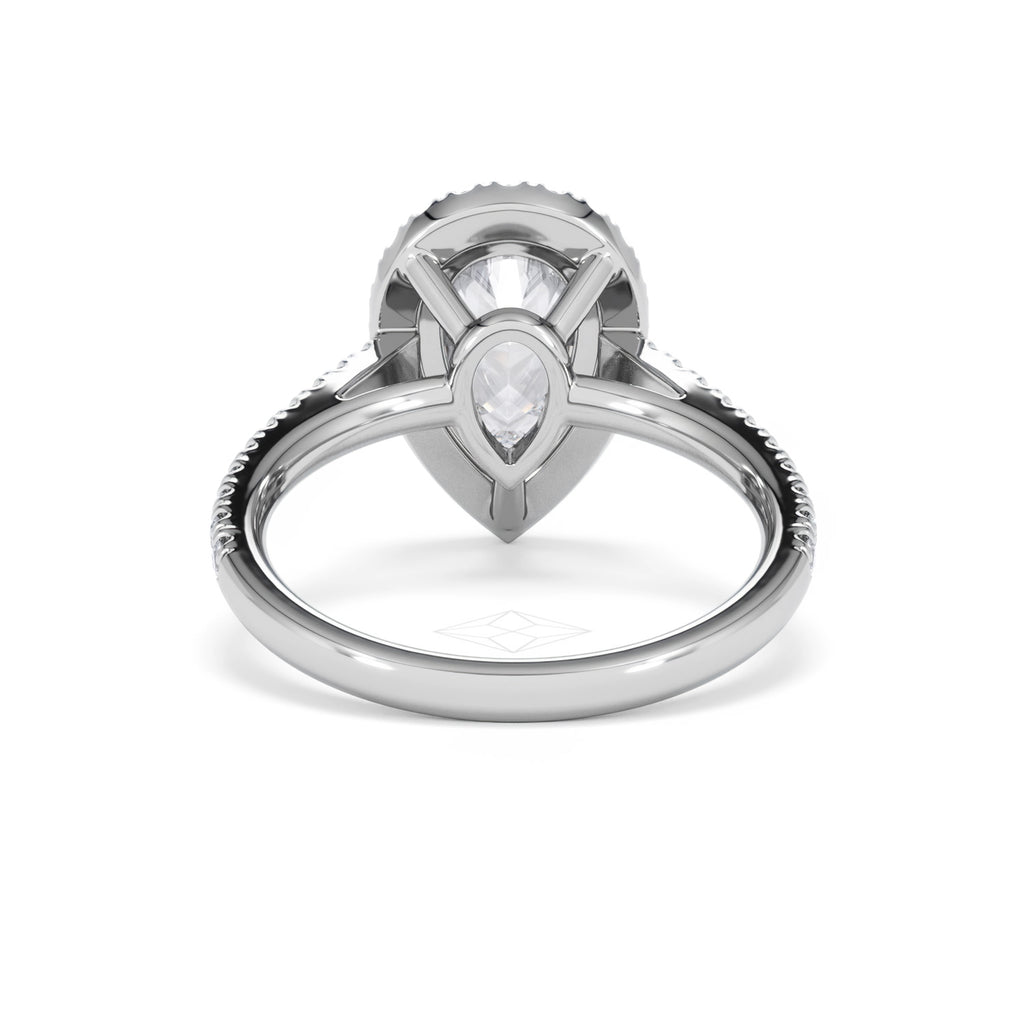 Diana Lab Diamond Pear Halo Engagement Ring 18KW Gold 2.60ct F/VS1