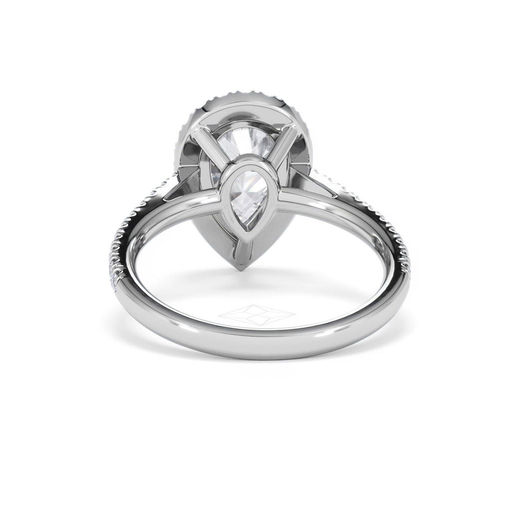 Diana Lab Diamond Pear Halo Engagement Ring Platinum 2.60ct F/VS1
