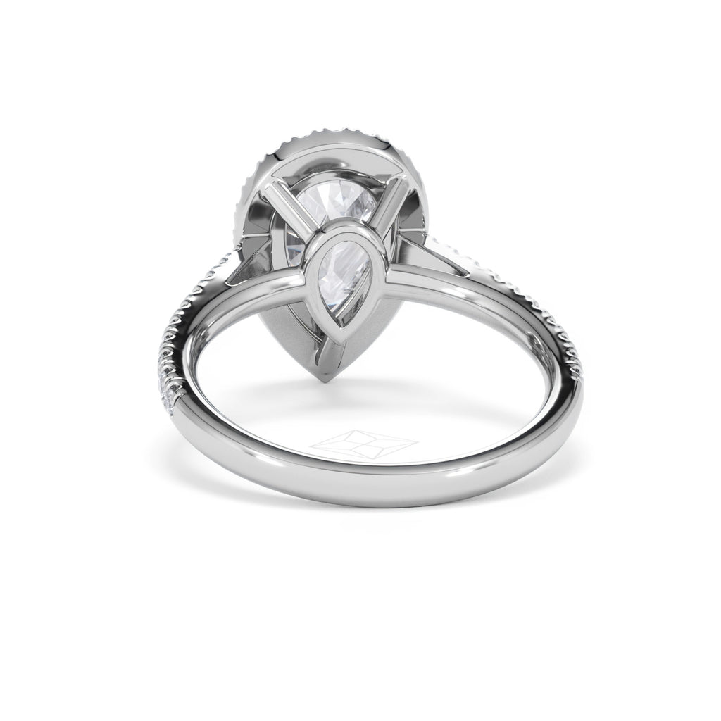 Diana Lab Diamond Pear Halo Engagement Ring 18KW Gold 2.60ct F/VS1