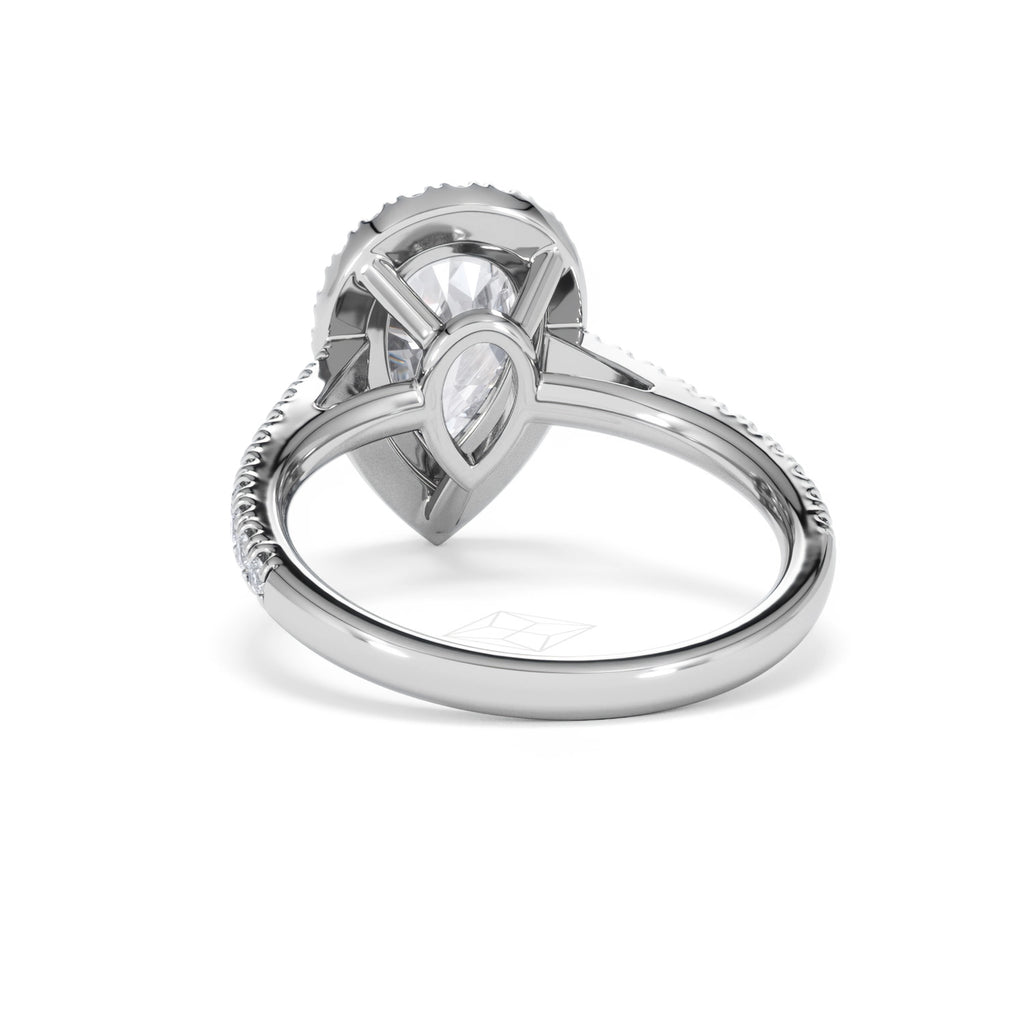 Diana Lab Diamond Pear Halo Engagement Ring Platinum 2.60ct F/VS1