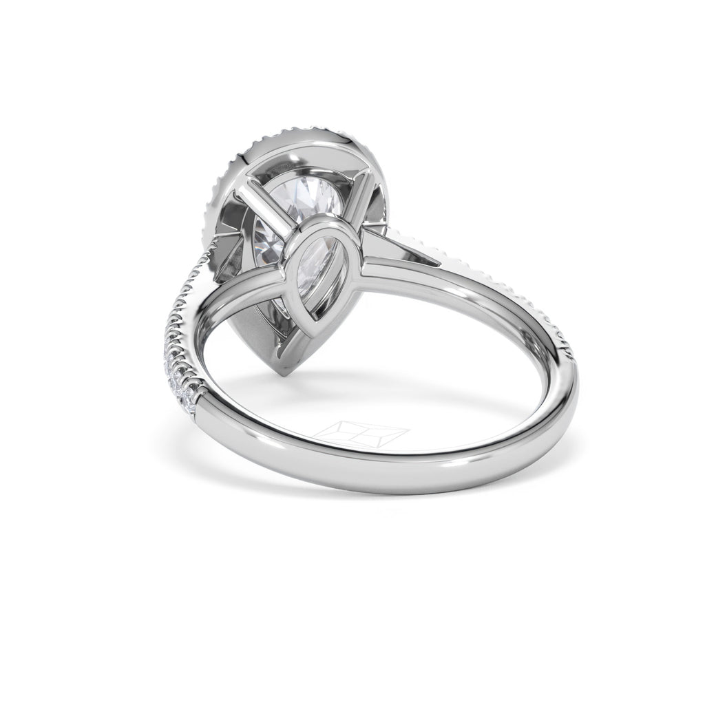 Diana Lab Diamond Pear Halo Engagement Ring Platinum 2.60ct F/VS1