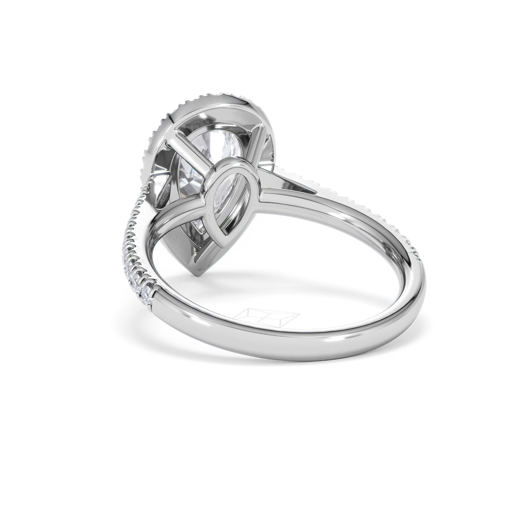 Diana Lab Diamond Pear Halo Engagement Ring Platinum 2.60ct F/VS1