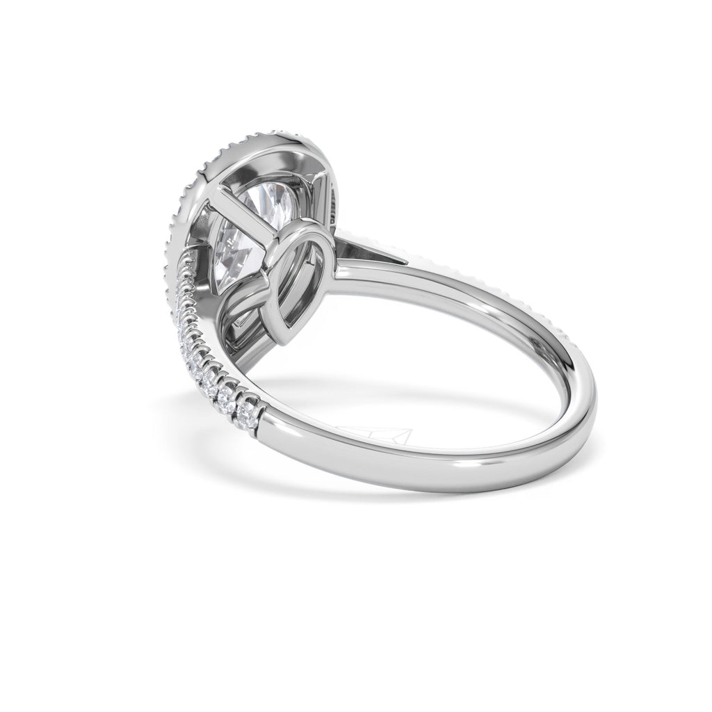 Diana Lab Diamond Pear Halo Engagement Ring Platinum 2.60ct F/VS1