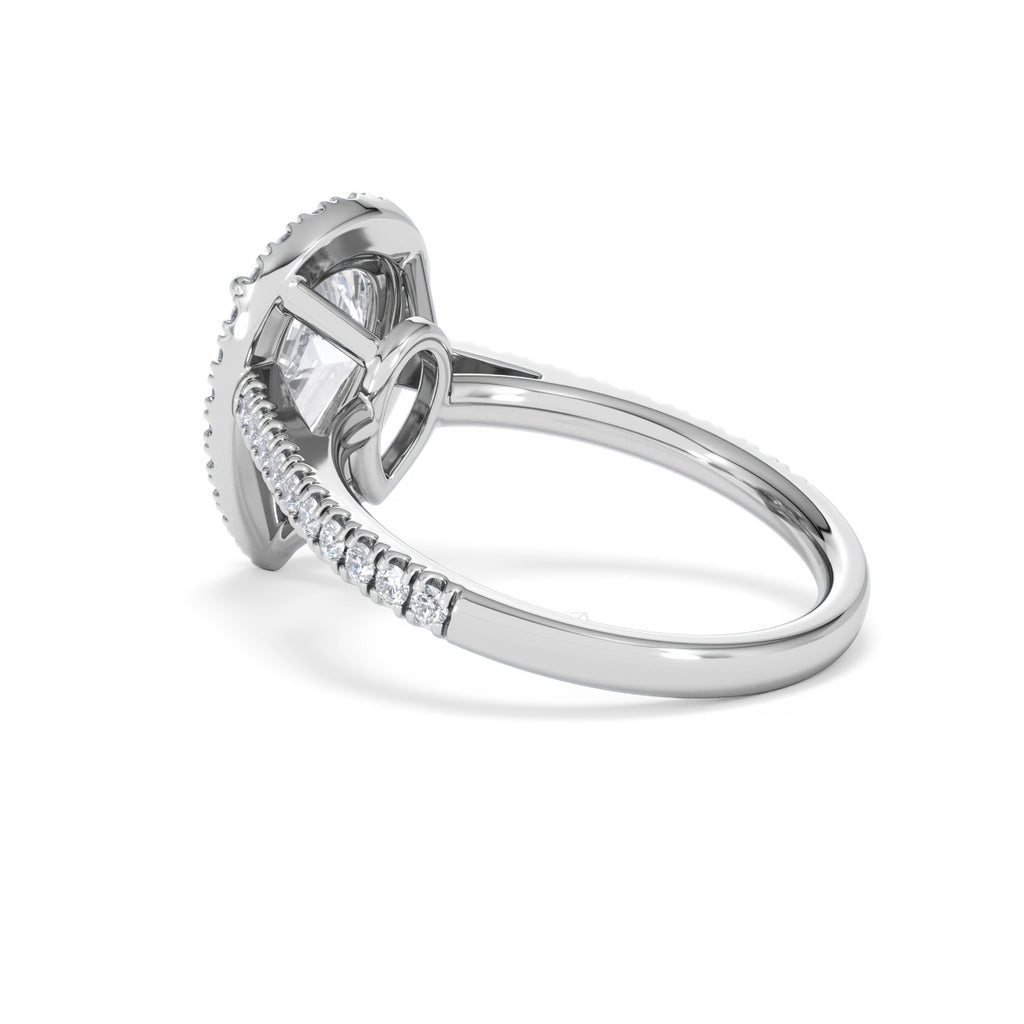 Diana Lab Diamond Pear Halo Engagement Ring 18KW Gold 2.60ct F/VS1