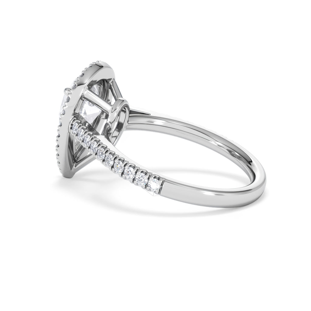 Diana Lab Diamond Pear Halo Engagement Ring 18KW Gold 2.60ct F/VS1