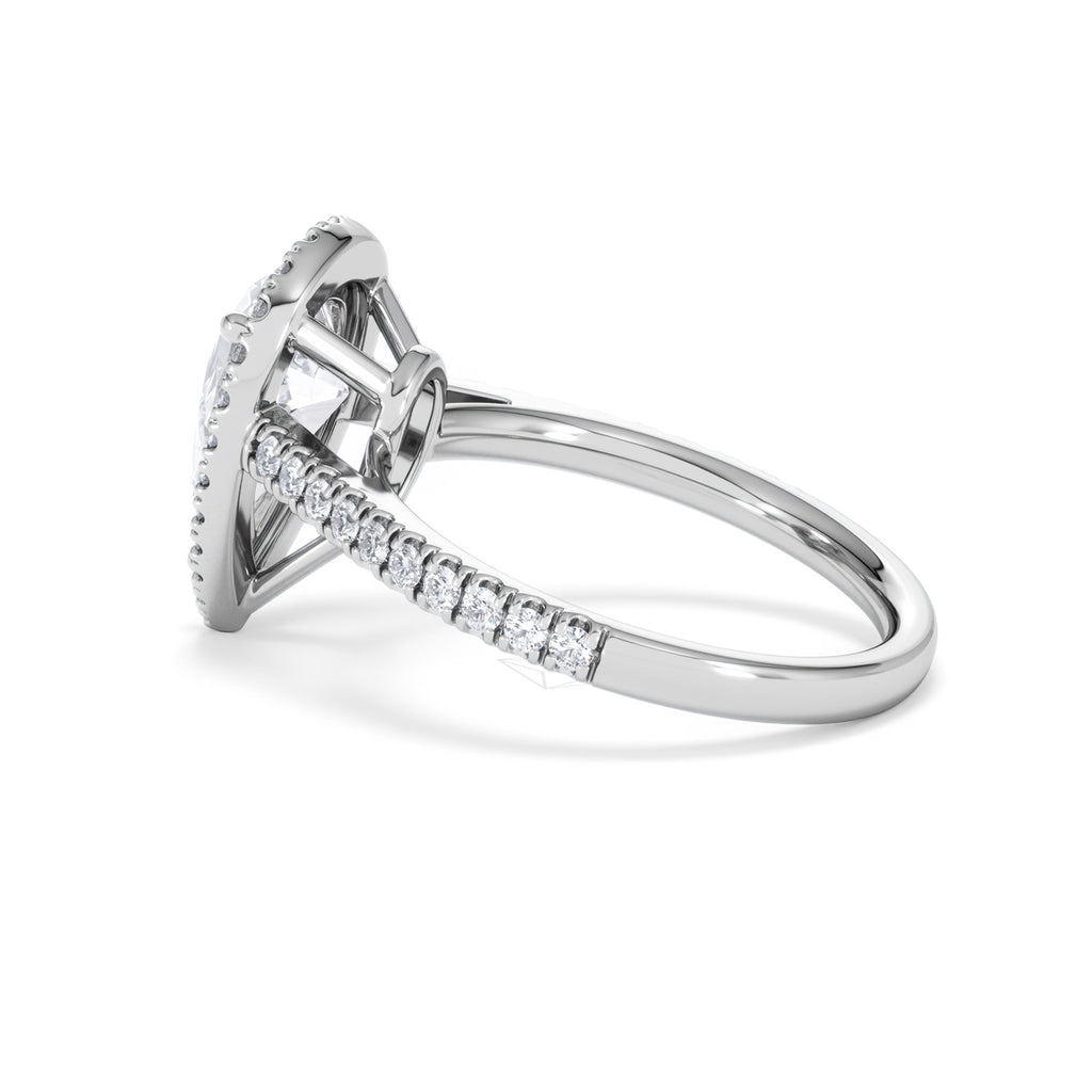 Diana Lab Diamond Pear Halo Engagement Ring 18KW Gold 2.60ct F/VS1