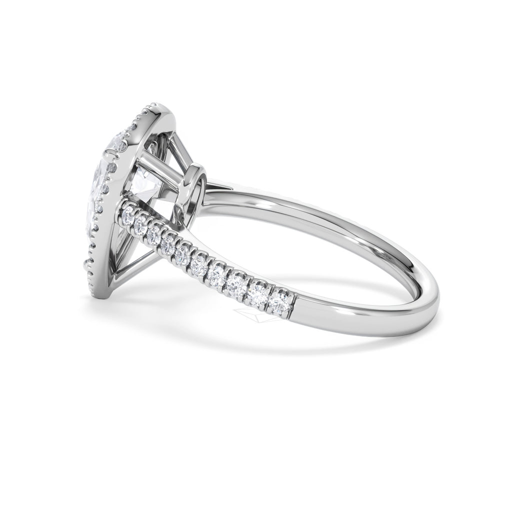 Diana Lab Diamond Pear Halo Engagement Ring 18KW Gold 2.60ct F/VS1
