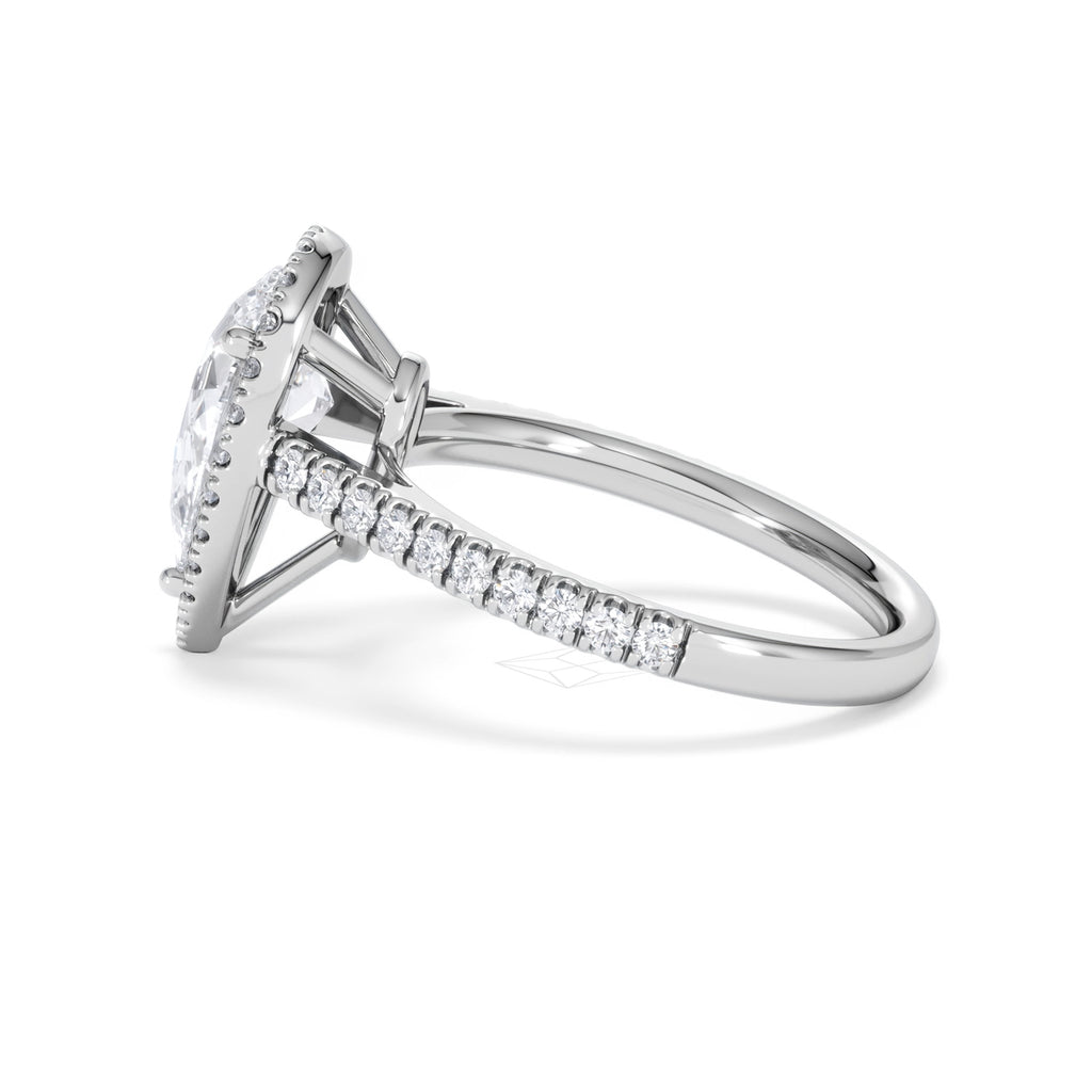 Diana Lab Diamond Pear Halo Engagement Ring 18KW Gold 2.60ct F/VS1