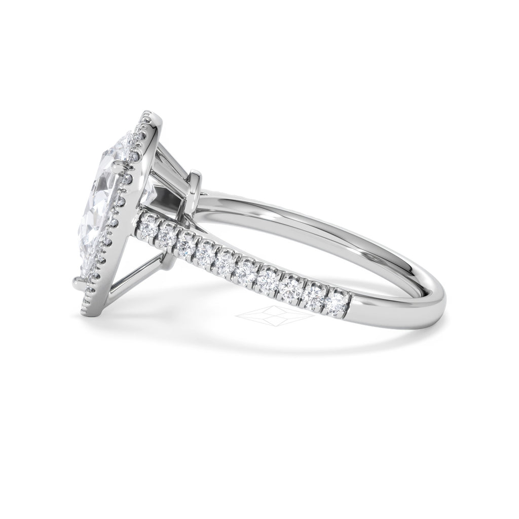 Diana Lab Diamond Pear Halo Engagement Ring Platinum 2.60ct F/VS1
