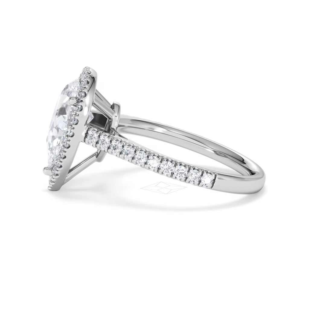 Diana Lab Diamond Pear Halo Engagement Ring 18KW Gold 2.60ct F/VS1