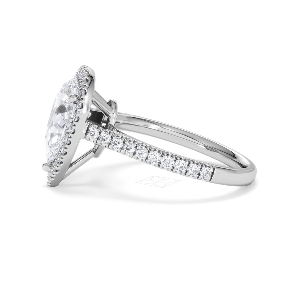Diana Lab Diamond Pear Halo Engagement Ring 18KW Gold 2.60ct F/VS1
