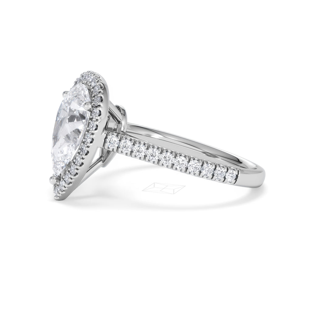 Diana Lab Diamond Pear Halo Engagement Ring Platinum 2.60ct F/VS1