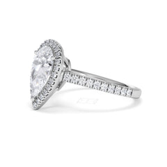 Diana Lab Diamond Pear Halo Engagement Ring Platinum 2.60ct F/VS1