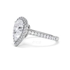 Diana Lab Diamond Pear Halo Engagement Ring Platinum 2.60ct F/VS1