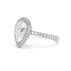 Diana Lab Diamond Pear Halo Engagement Ring Platinum 2.60ct F/VS1