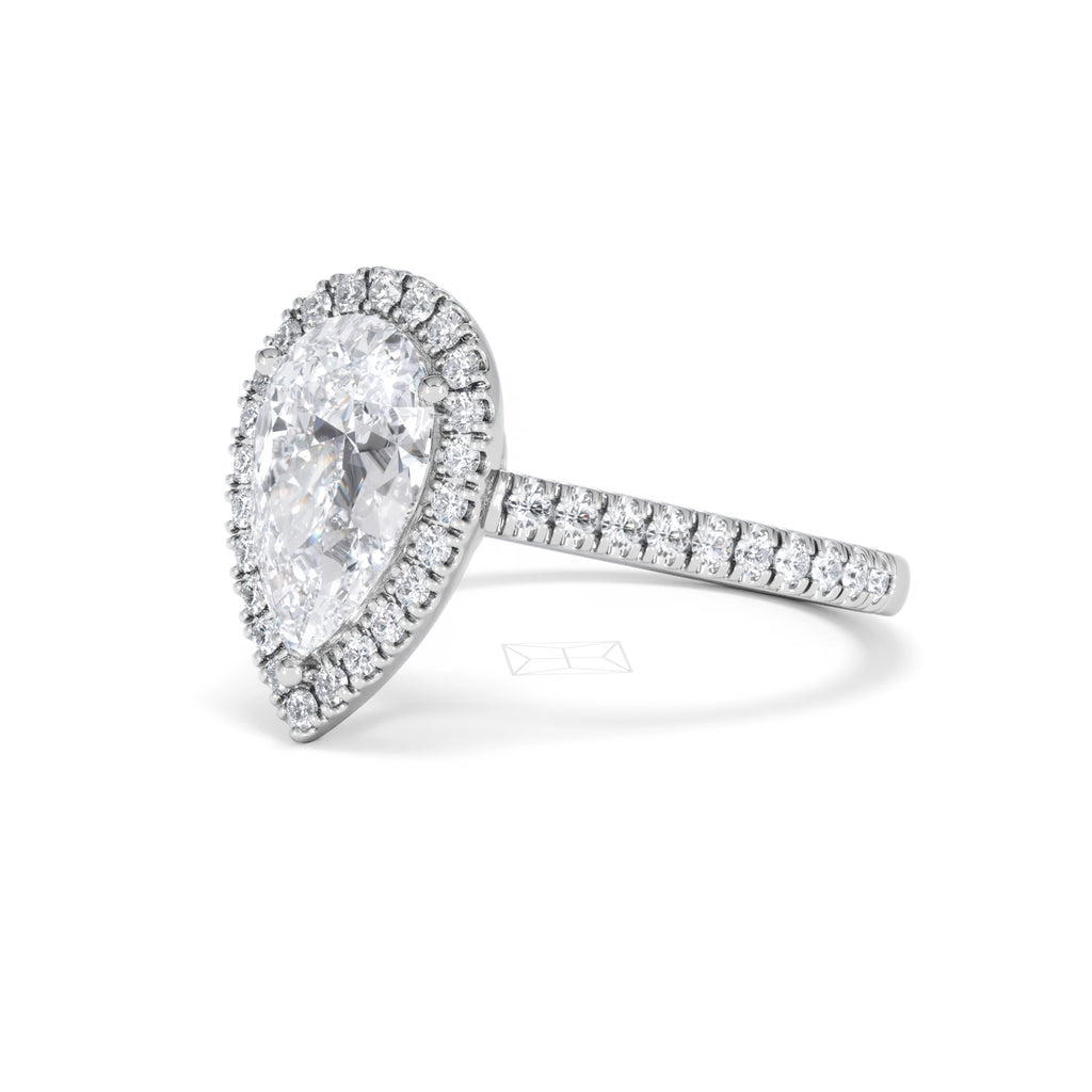 Diana Lab Diamond Pear Halo Engagement Ring 18KW Gold 2.60ct F/VS1