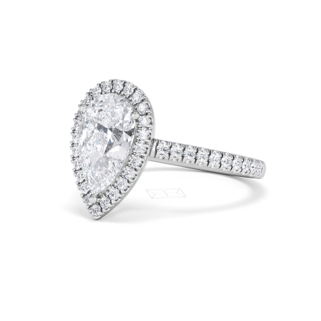 Diana Lab Diamond Pear Halo Engagement Ring Platinum 2.60ct F/VS1