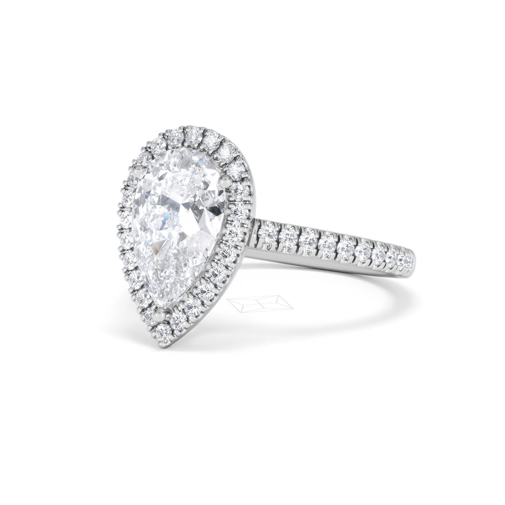 Diana Lab Diamond Pear Halo Engagement Ring Platinum 2.60ct F/VS1