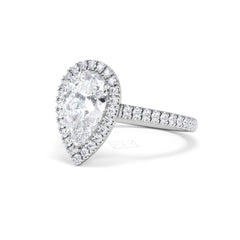 Diana Lab Diamond Pear Halo Engagement Ring Platinum 2.60ct F/VS1