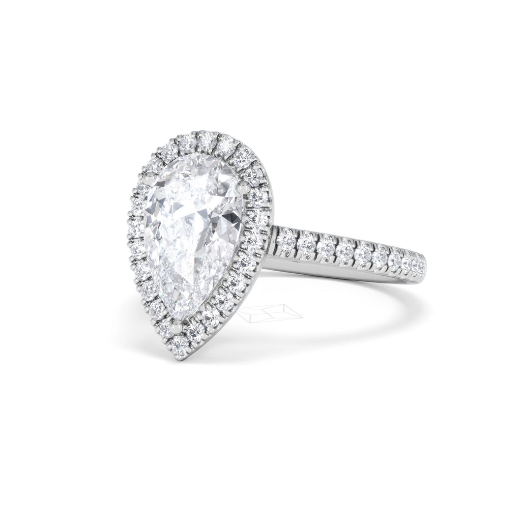 Diana Lab Diamond Pear Halo Engagement Ring Platinum 2.60ct F/VS1