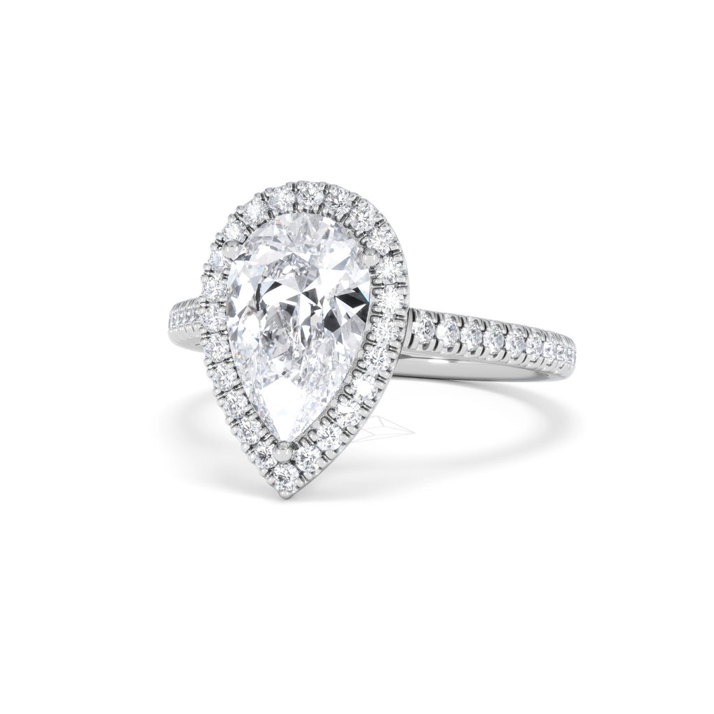 Diana Lab Diamond Pear Halo Engagement Ring Platinum 2.60ct F/VS1