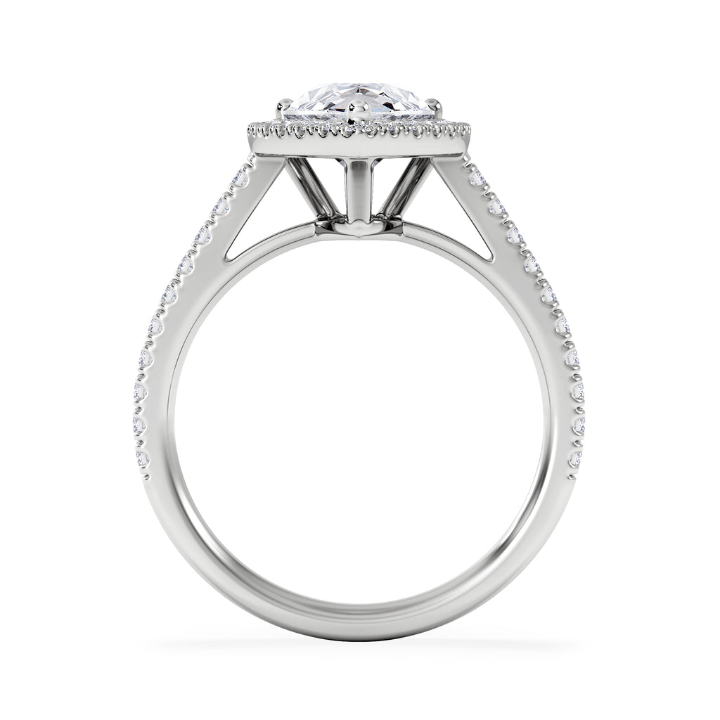Diana Lab Diamond Pear Halo Engagement Ring Platinum 2.60ct F/VS1