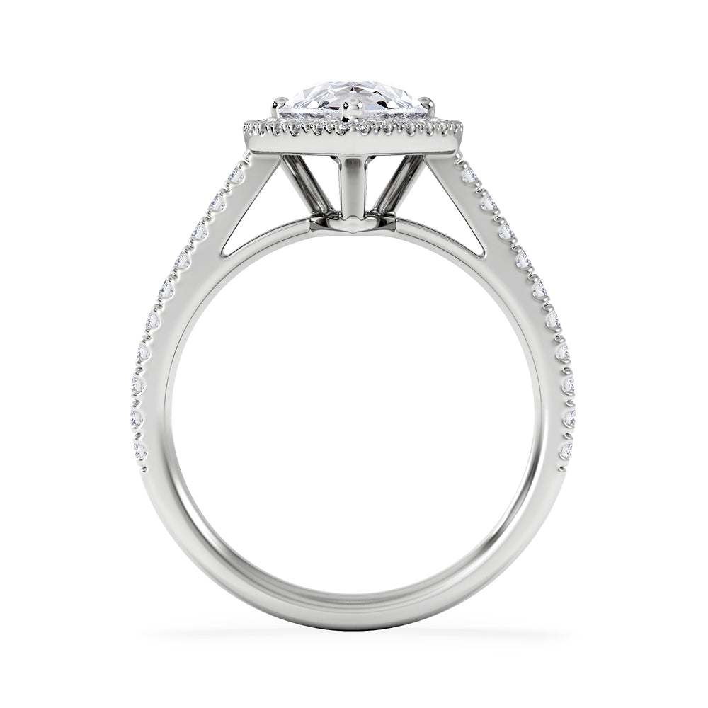 Diana Lab Diamond Pear Halo Engagement Ring 18KW Gold 2.60ct F/VS1