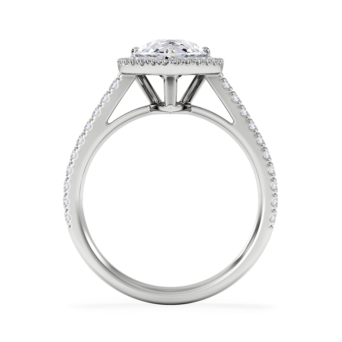 Diana Lab Diamond Pear Halo Engagement Ring 18KW Gold 2.60ct F/VS1