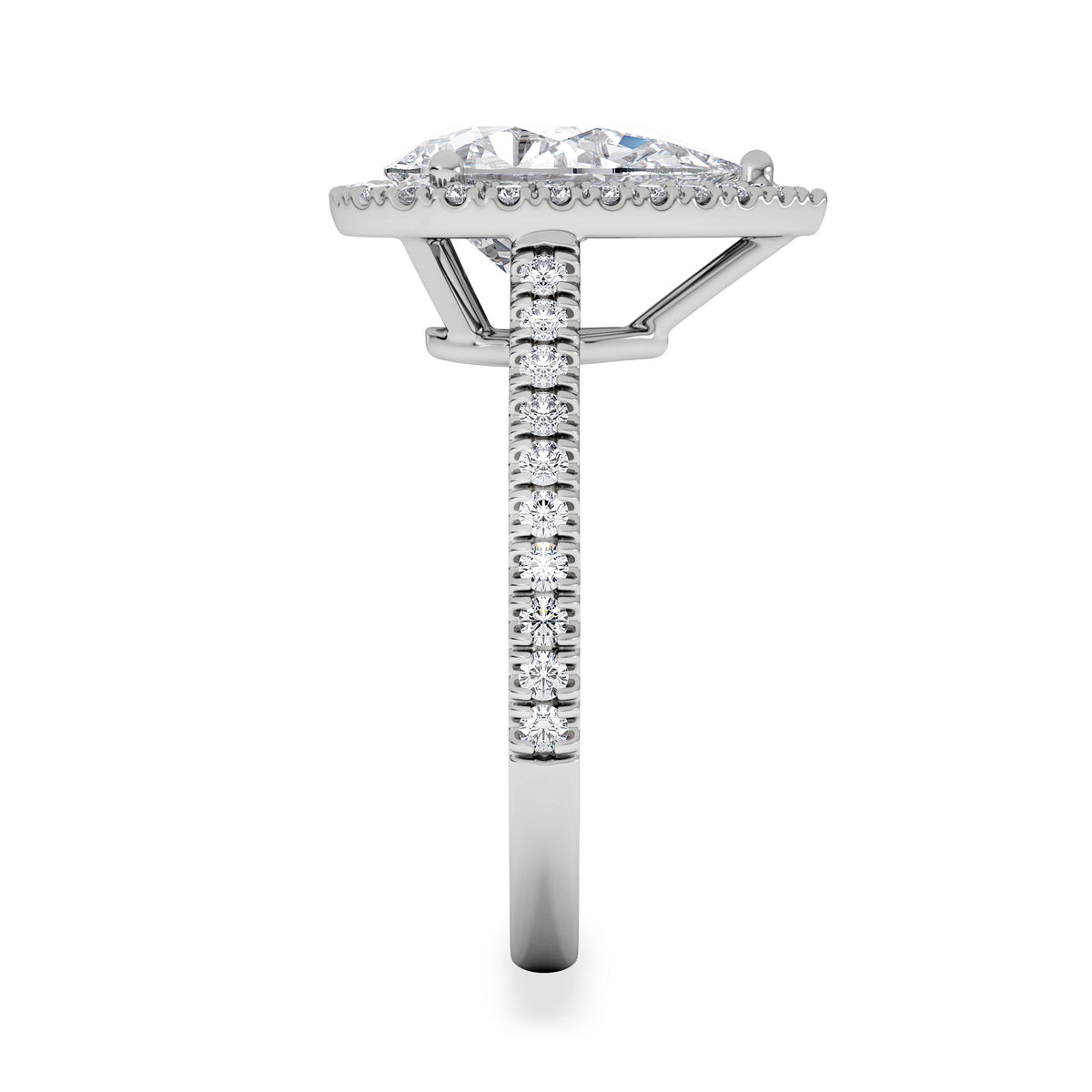 Diana Lab Diamond Pear Halo Engagement Ring Platinum 2.60ct F/VS1