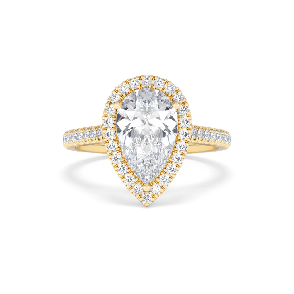 Diana Lab Diamond Pear Halo Engagement Ring in 18K Gold 2.60ct F/VS1