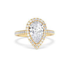 Diana Lab Diamond Pear Halo Engagement Ring in 18K Gold 2.60ct F/VS1