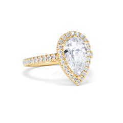 Diana Lab Diamond Pear Halo Engagement Ring in 18K Gold 2.60ct F/VS1